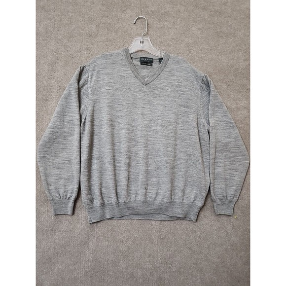 Lyle & Scott Merino Wool Pullover Sweater Mens L Gray Long Sleeve Scotland